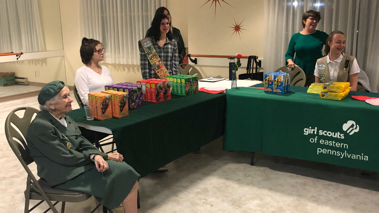 Ronnie Backenstoe selling Girl Scout cookies